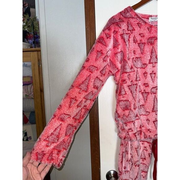 NWT Bearpaw Plush Knit Long Sleeve Tie Front Top & Joggers Pajama Set Red  Sz Lg - Picture 12 of 15